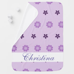 Personalized purple floral baby blanket