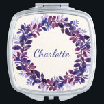 Personalized Purple Floral Bridal Party Favor Compact Mirror<br><div class="desc">Personalized Purple Floral Wreath Bridal Party Favor Compact Mirror</div>