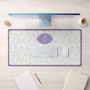 Personalized Purple Floral Desk Mat