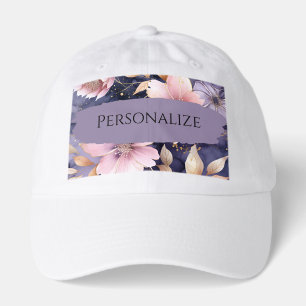 Personalized Purple Floral Truckers Hat