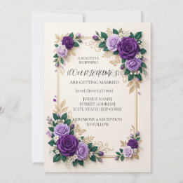 Personalized Purple Floral Wedding Invitation