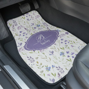 Personalized Purple Floral Wildflower Car Floor Mat
