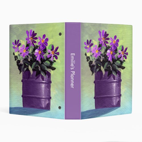 Personalized Purple Flowers Recipes Planner Mini Binder