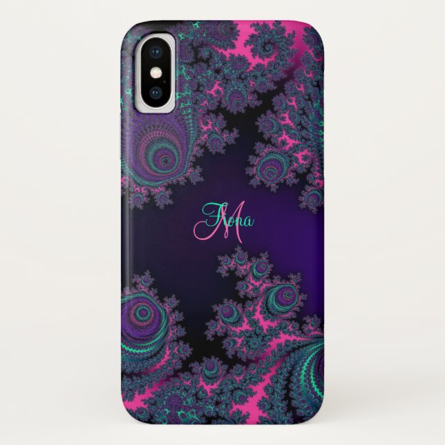 Personalized Purple Fractal iPhone X Case (Back)