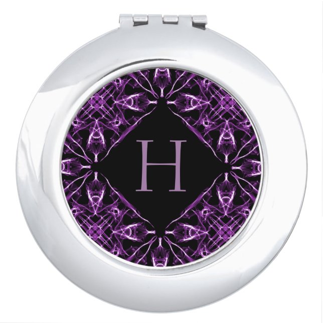 Personalized Purple Fractal Pattern Mirror For Makeup (Front)