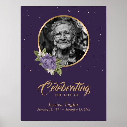 Personalized Purple Funeral Photo Welcome Sign