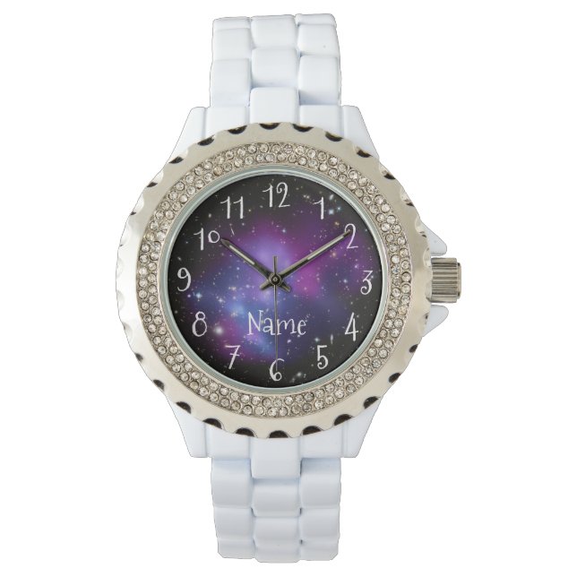 Personalized Purple Galaxy Space Photo Watch (Front)
