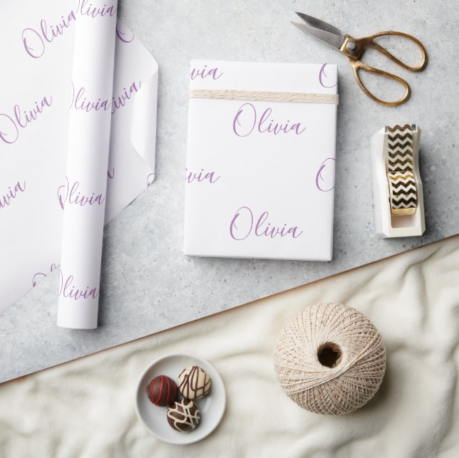 Personalized Purple Girly Elegant Name Wrapping Paper (Crafts)