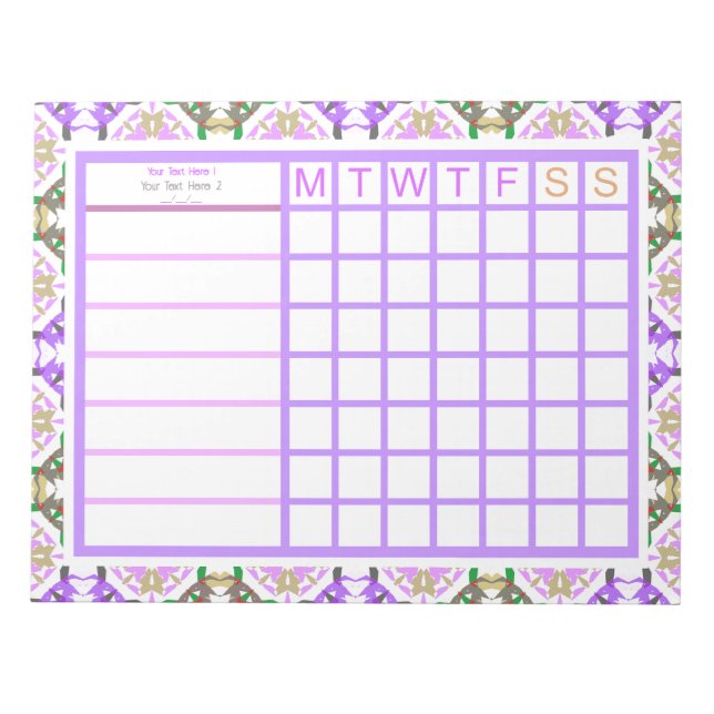 Personalized Purple Girly Weekly Planner Organizer Notepad (Front)