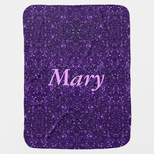 Personalized Purple Glitter Baby Blanket (Front)