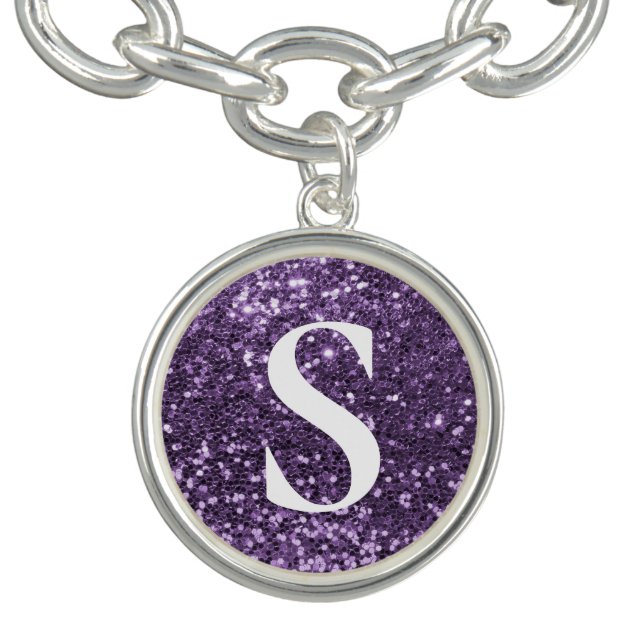Personalized Purple Glitter  Bracelet (Design)