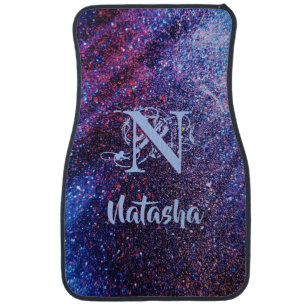 Personalized Purple Glitter Car Floor Mat
