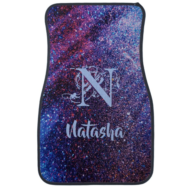 Personalized Purple Glitter  Car Floor Mat (Front)
