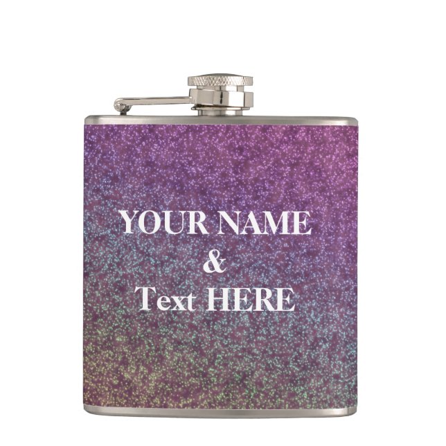Personalized Purple Glitter Custom Your Own Photo Flask (Front)