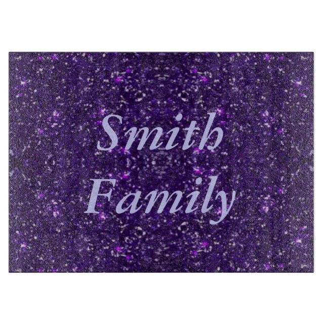 Personalized Purple Glitter Cutting Board (Front)