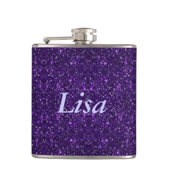 Personalized Purple Glitter Flask by atteestude at Zazzle