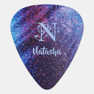 Personalized Purple Glitter Guitar Pick