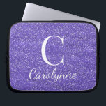 Personalized Purple Glitter Monogram Laptop Sleeve<br><div class="desc">Girly Personalized Purple Glitter Monogram Laptop Sleeve in trendy chic faux glitter with space for your name and monogram.</div>