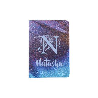 Personalized Purple Glitter  Passport Holder