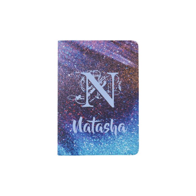 Personalized Purple Glitter  Passport Holder (Front)