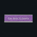 Personalized Purple Glitter Silver Girl Boss Funny Desk Name Plate<br><div class="desc">Personalized Purple Glitter and Silver 'Girl Boss' Funny Desk Name Plate.  Pick a pun for your colleague,  business meeting,  white elephant gift,  holiday party and more.  Perfect for an office holiday party or gift.</div>