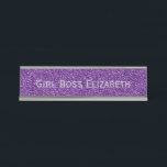 Personalized Purple Glitter Silver Girl Boss Funny Desk Name Plate<br><div class="desc">Personalized Purple Glitter and Silver 'Girl Boss' Funny Desk Name Plate.  Pick a pun for your colleague,  business meeting,  white elephant gift,  holiday party and more.  Perfect for an office holiday party or gift.</div>
