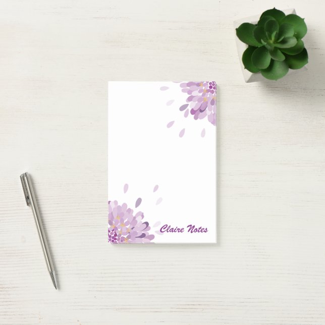 Personalized Purple Globe Flower Post-it Notes (Office)