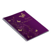 Personalized Purple Gold Butterfly Floral Notebook (Right Side)