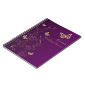 Personalized Purple Gold Butterfly Floral Notebook (Left Side)