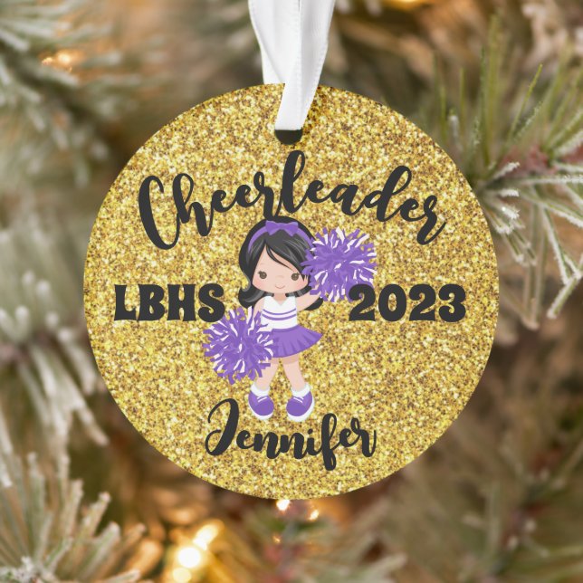 Personalized Purple & Gold Cheerleading Ornament  (Tree)