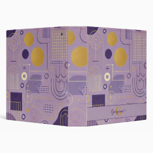 Personalized Purple & Gold Scandinavian Minimalist 3 Ring Binder