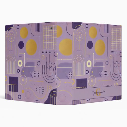 Personalized Purple &amp; Gold Scandinavian Minimalist 3 Ring Binder