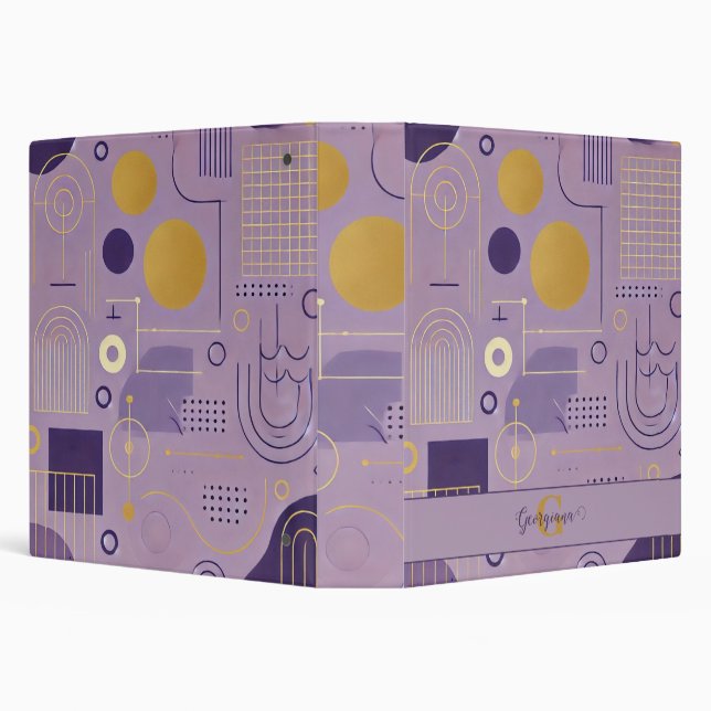 Personalized Purple & Gold Scandinavian Minimalist 3 Ring Binder (Background)