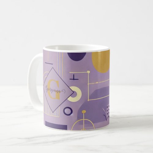 Personalized Purple & Gold Scandinavian Minimalist Coffee Mug