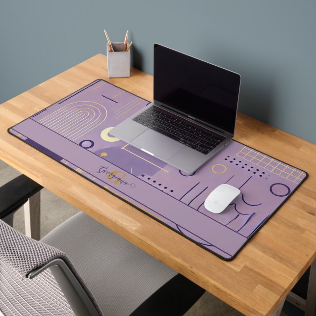 Personalized Purple & Gold Scandinavian Minimalist Desk Mat (Office 2)