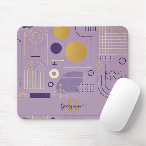 Personalized Purple & Gold Scandinavian Minimalist Mouse Pad
