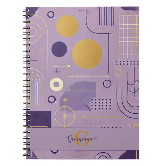 Personalized Purple & Gold Scandinavian Minimalist Notebook (Front)