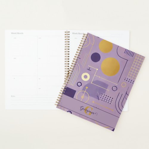Personalized Purple &amp; Gold Scandinavian Minimalist Planner