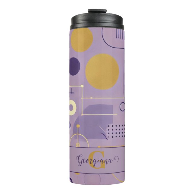 Personalized Purple & Gold Scandinavian Minimalist Thermal Tumbler (Front)