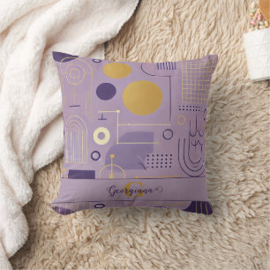 Personalized Purple & Gold Scandinavian Minimalist Throw Pillow