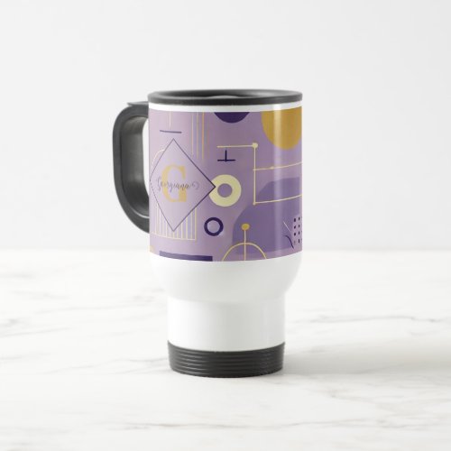 Personalized Purple &amp; Gold Scandinavian Minimalist Travel Mug