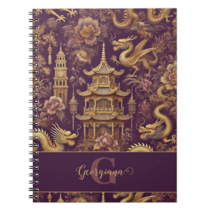 Personalized Purple & Gold Victorian Chinoiserie Notebook