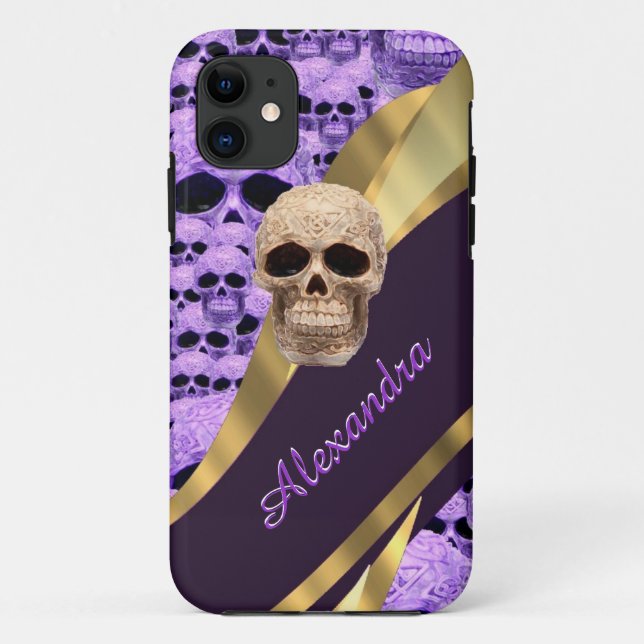 Personalized purple gothic skull Case-Mate iPhone case (Back)