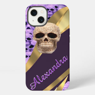 Personalized purple gothic skull iPhone 13 case