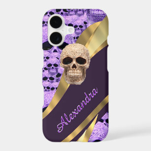 Personalized purple gothic skull iPhone 17 case