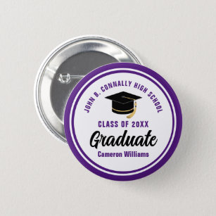 Personalized Purple Graduate 2024 Graduation Party Button
