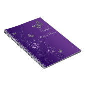 Personalized Purple Gray Butterfly Floral Notebook (Right Side)