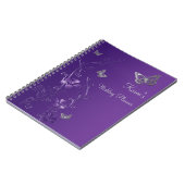 Personalized Purple Gray Butterfly Floral Notebook (Left Side)