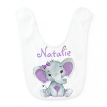 Personalized Purple Gryy Girl Elephant Baby Bibs Personalized Purple Gryy Girl Elephant Baby Bibs
