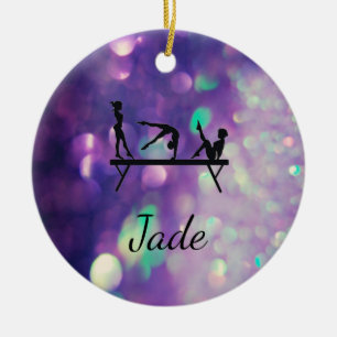 Personalized Purple Gymnastics Christmas Ornament